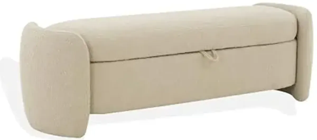 SAFAVIEH Couture Collection Danianna Oatmeal Boucle Storage Bench (Fully Assembled)