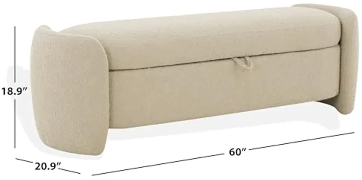 SAFAVIEH Danianna Boucle SFV4805 Bench, 21" W x 19" D x 51" H, Oatmeal