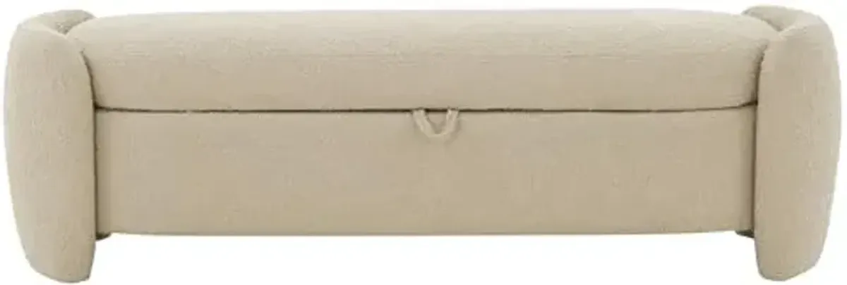 SAFAVIEH Couture Collection Danianna Oatmeal Boucle Storage Bench (Fully Assembled)