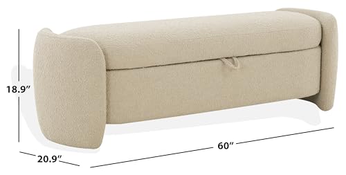 SAFAVIEH Danianna Boucle SFV4805 Bench, 21" W x 19" D x 51" H, Oatmeal