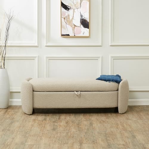 SAFAVIEH Danianna Boucle SFV4805 Bench, 21" W x 19" D x 51" H, Oatmeal