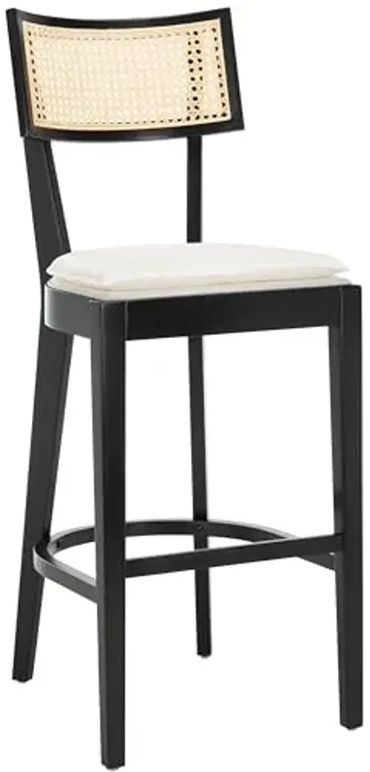 SAFAVIEH Home Collection Galway Black/Natural 31-inch Seat Height Bar Stool for Kitchen Island Breakfast Nook