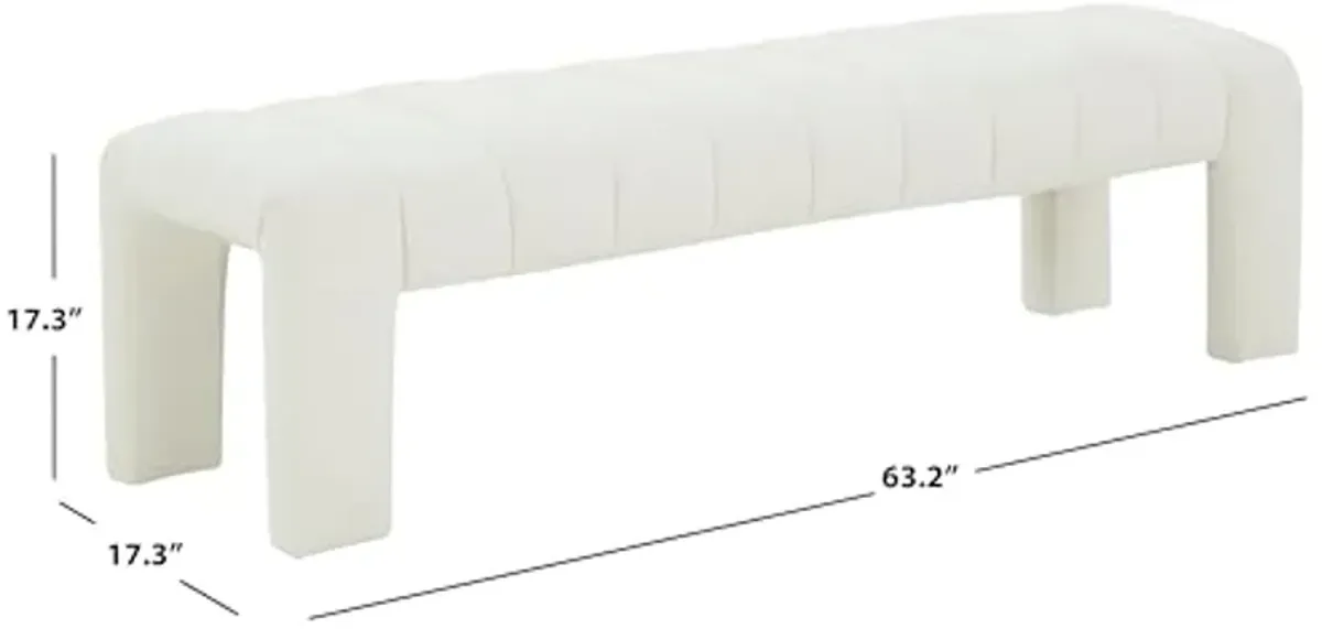 SAFAVIEH Couture Collection Bellisima Ivory Boucle Channel Tufted Bench (Fully Assembled)