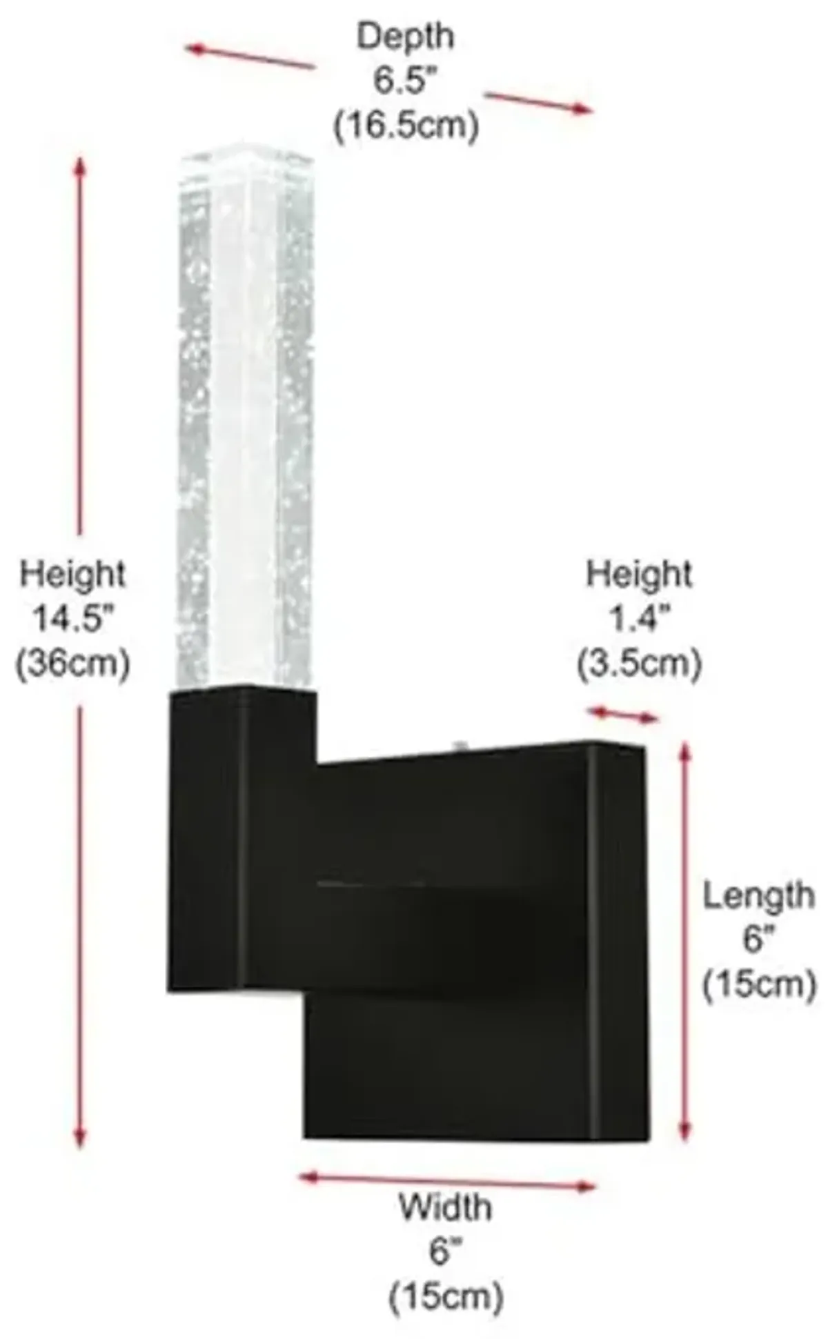 Elegant Lighting Noemi 1-Light Metal Adjustable LED Wall Sconce in Black/Clear