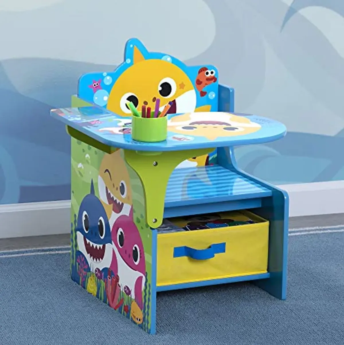 Delta Children Chair Desk with Storage Bin - Ideal for Arts & Crafts, Snack Time, Homeschooling & Baby Shark Chair Desk with Storage Bin - Ideal for Arts & Crafts, Snack Time, Homeschooling