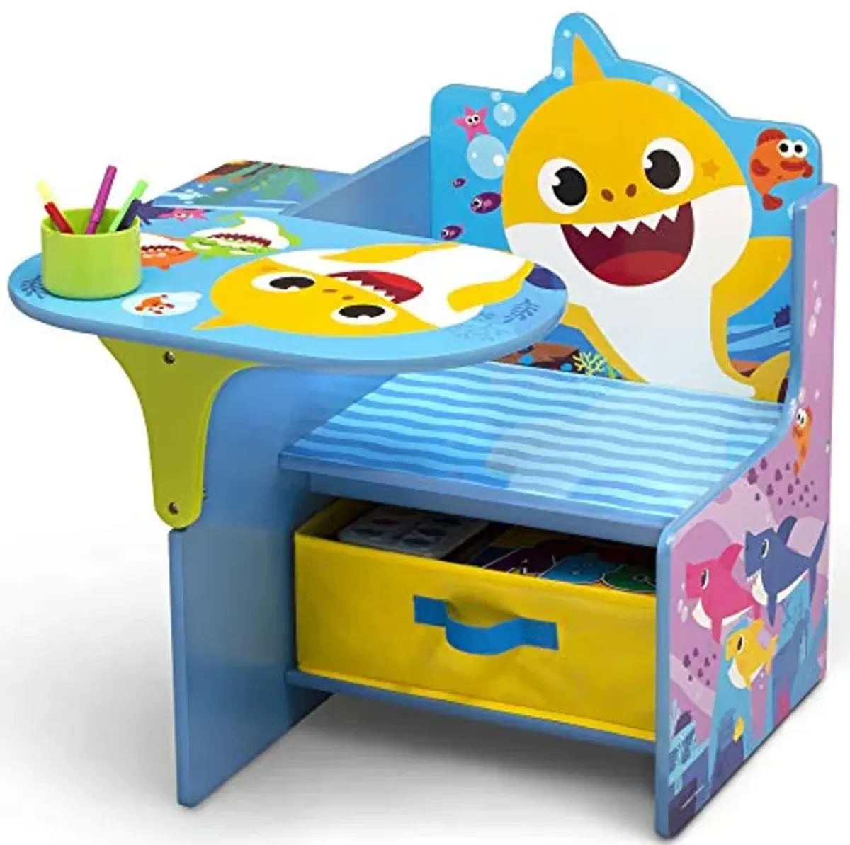 Delta Children Chair Desk with Storage Bin - Ideal for Arts & Crafts, Snack Time, Homeschooling & Baby Shark Chair Desk with Storage Bin - Ideal for Arts & Crafts, Snack Time, Homeschooling