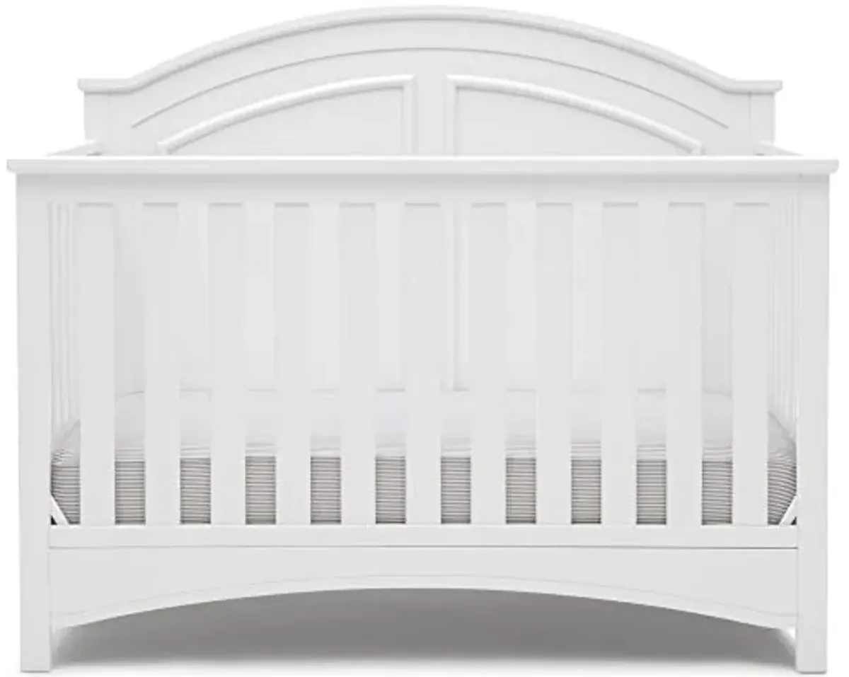 Delta Children Perry 6-in-1 Convertible Crib - Greenguard Gold Certified, Bianca White & Serta Perfect Start Limited Dual Sided Baby Crib Mattress and Toddler Mattress