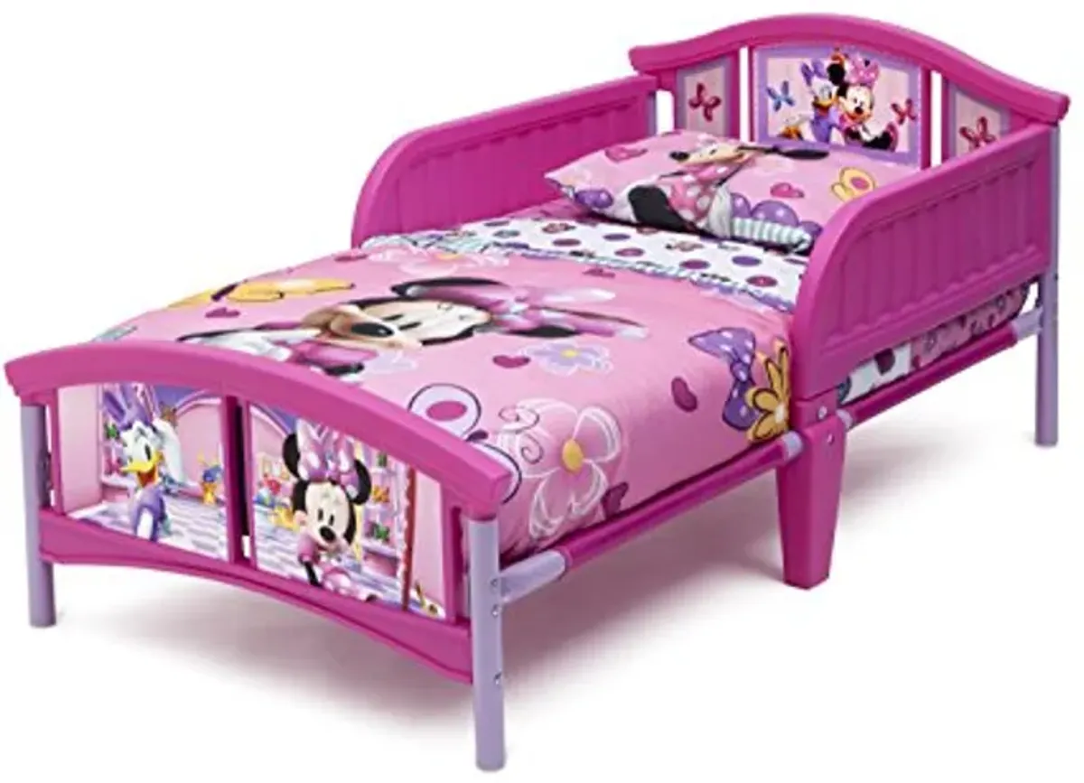 Delta Children Plastic Toddler Bed, Disney Minnie Mouse & Disney Minnie Mouse 6 Bin Design and Store Toy Organizer