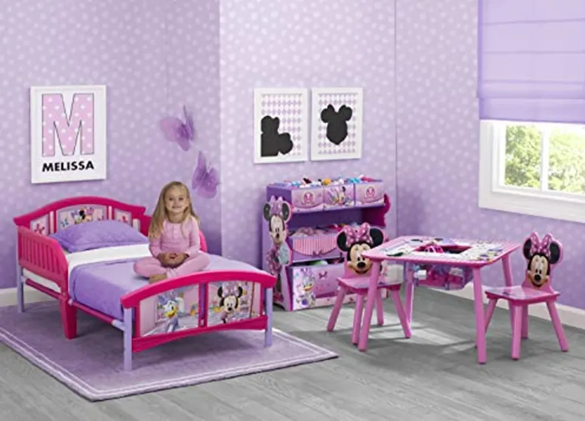 Delta Children Plastic Toddler Bed, Disney Minnie Mouse & Disney Minnie Mouse 6 Bin Design and Store Toy Organizer