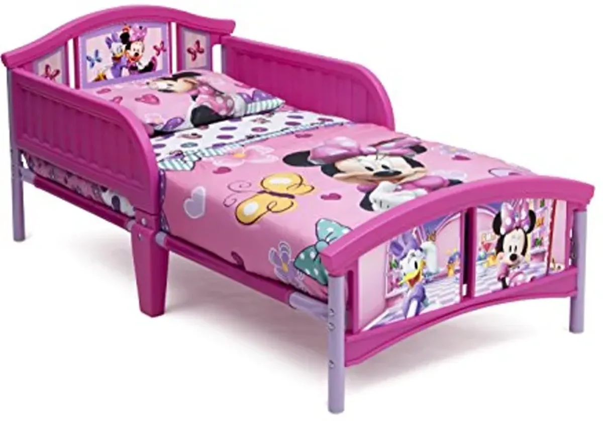 Delta Children Plastic Toddler Bed, Disney Minnie Mouse & Disney Minnie Mouse 6 Bin Design and Store Toy Organizer