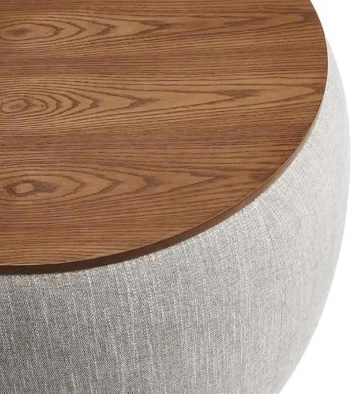 Modway Perla 26 Inch Round Storage Ottoman with Tray Lid in Heathered Weave Wheat -Heathered Fabric Ottoman - Versatile Footrest - Woven Coffee Table - Side Table - for Living Room