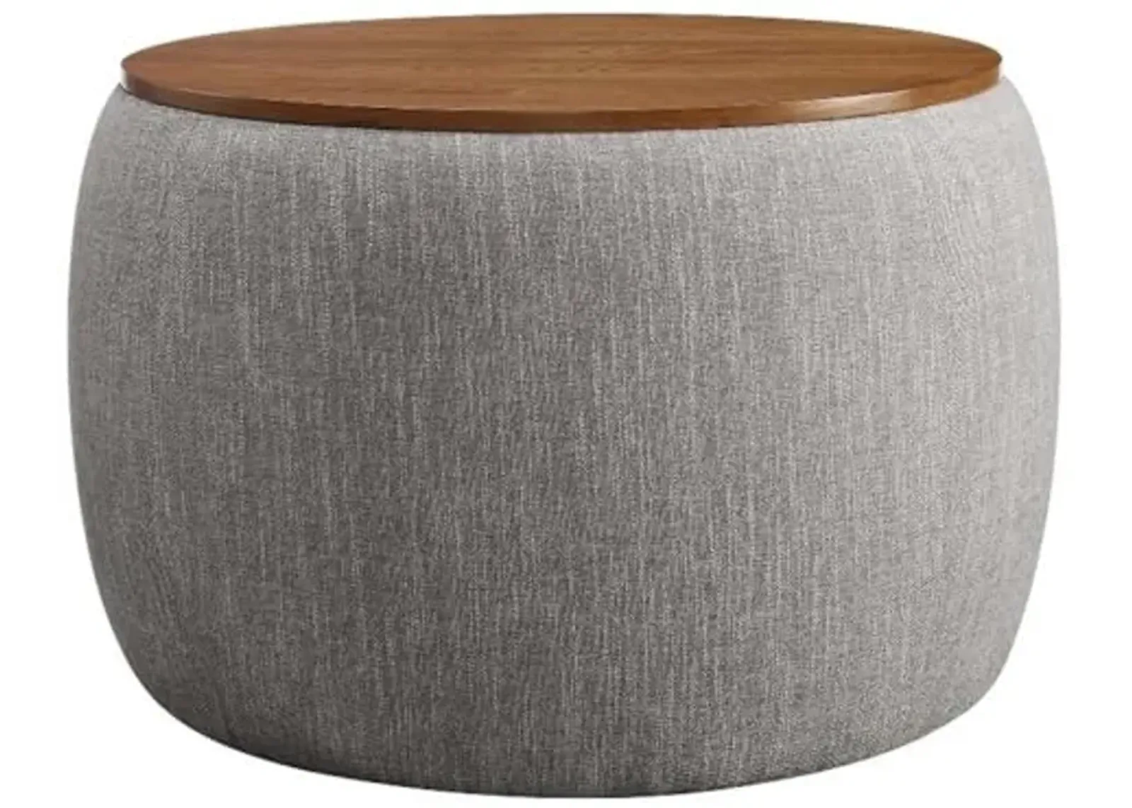 Modway Perla 26 Inch Round Storage Ottoman with Tray Lid in Heathered Weave Wheat -Heathered Fabric Ottoman - Versatile Footrest - Woven Coffee Table - Side Table - for Living Room