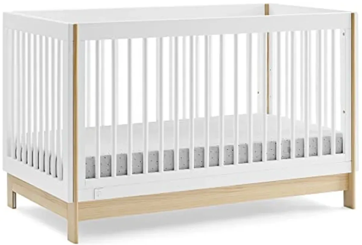 Delta Children babyGap Tate 4-in-1 Convertible Crib + Brannan Bear Bookcase with Bins + Brannan Bear Wall Shelf with 4 Hooks, Bianca White/Natural (Bundle)