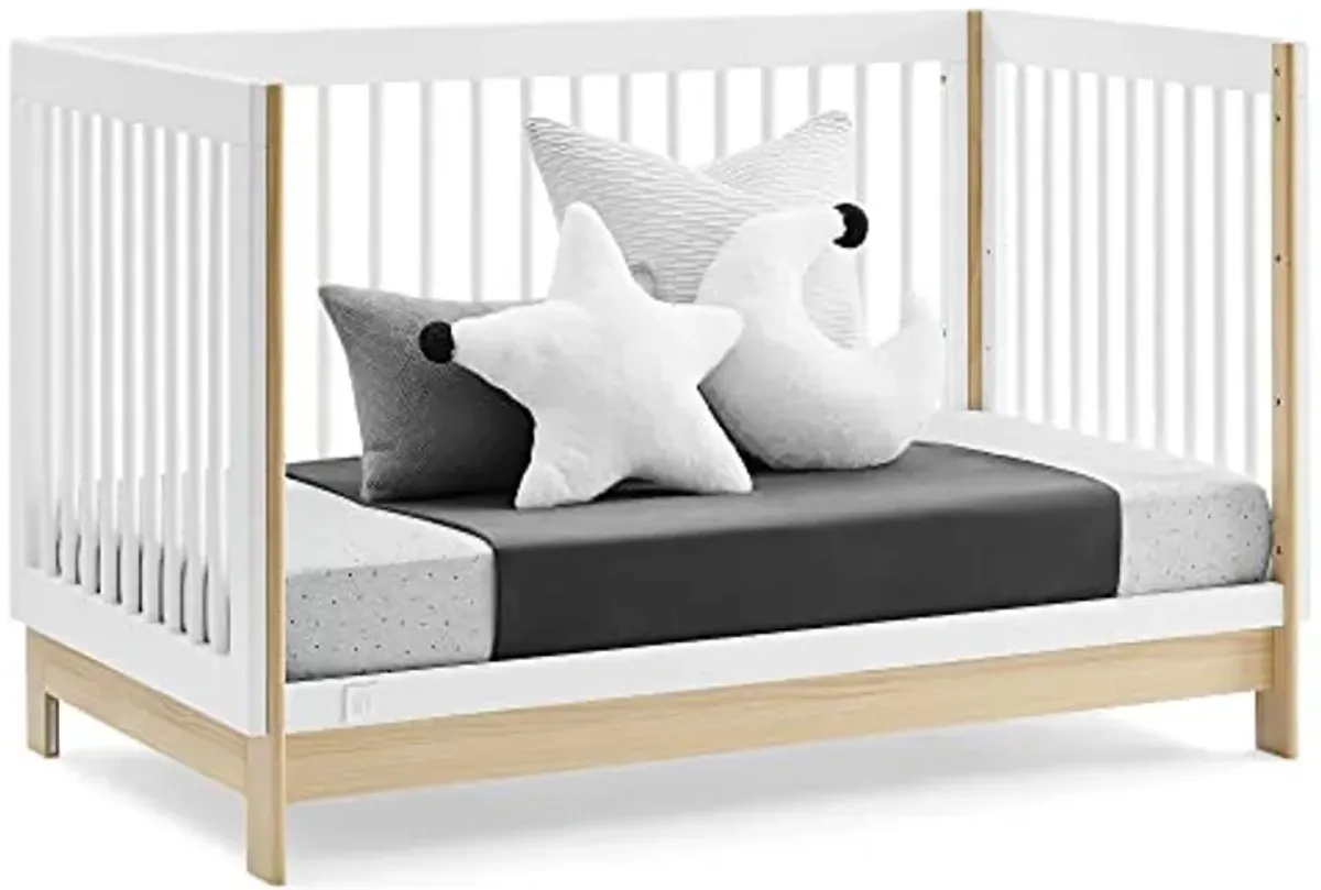 Delta Children babyGap Tate 4-in-1 Convertible Crib + Brannan Bear Bookcase with Bins + Brannan Bear Wall Shelf with 4 Hooks, Bianca White/Natural (Bundle)