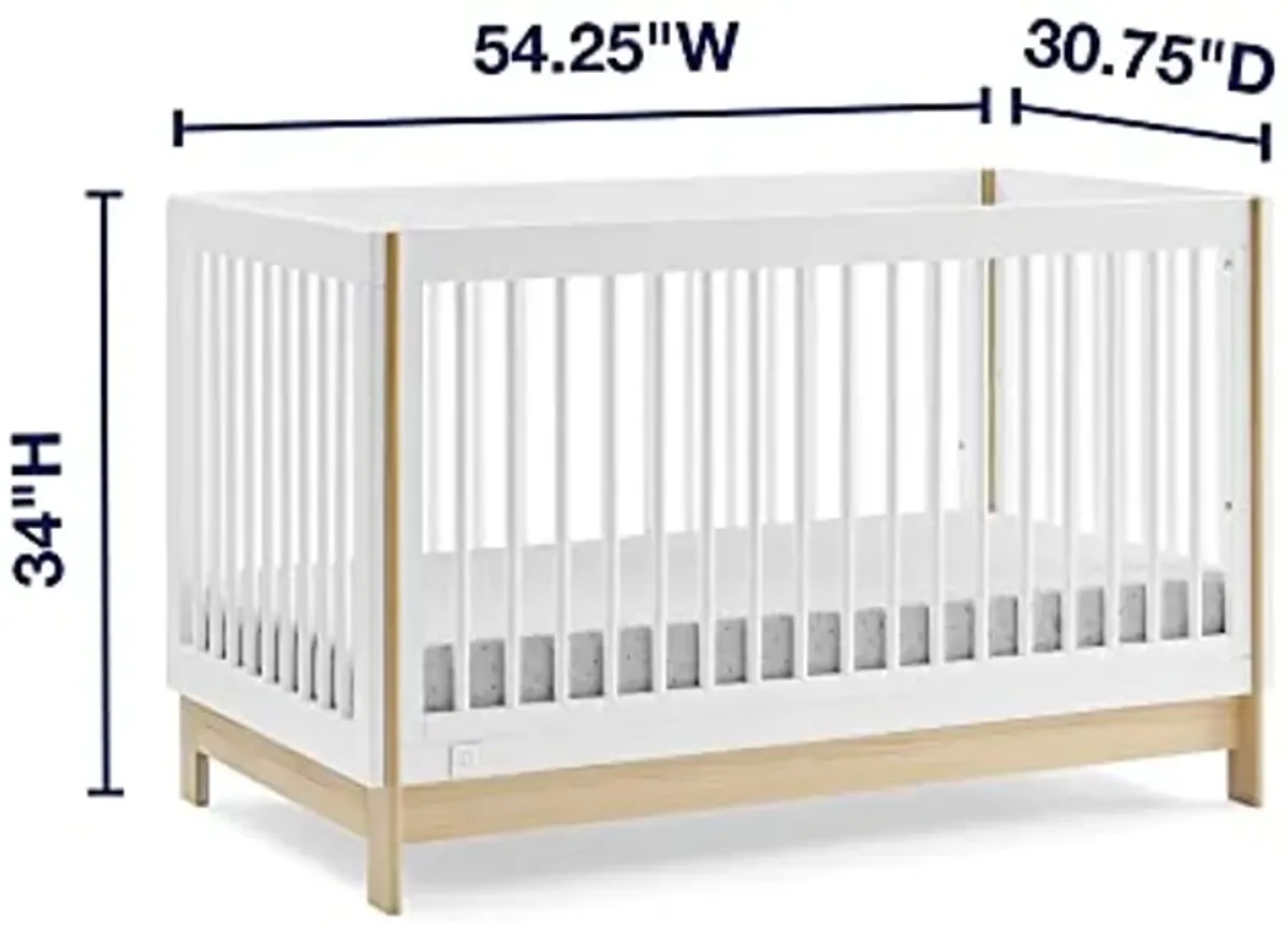 Delta Children babyGap Tate 4-in-1 Convertible Crib + Brannan Bear Bookcase with Bins + Brannan Bear Wall Shelf with 4 Hooks, Bianca White/Natural (Bundle)