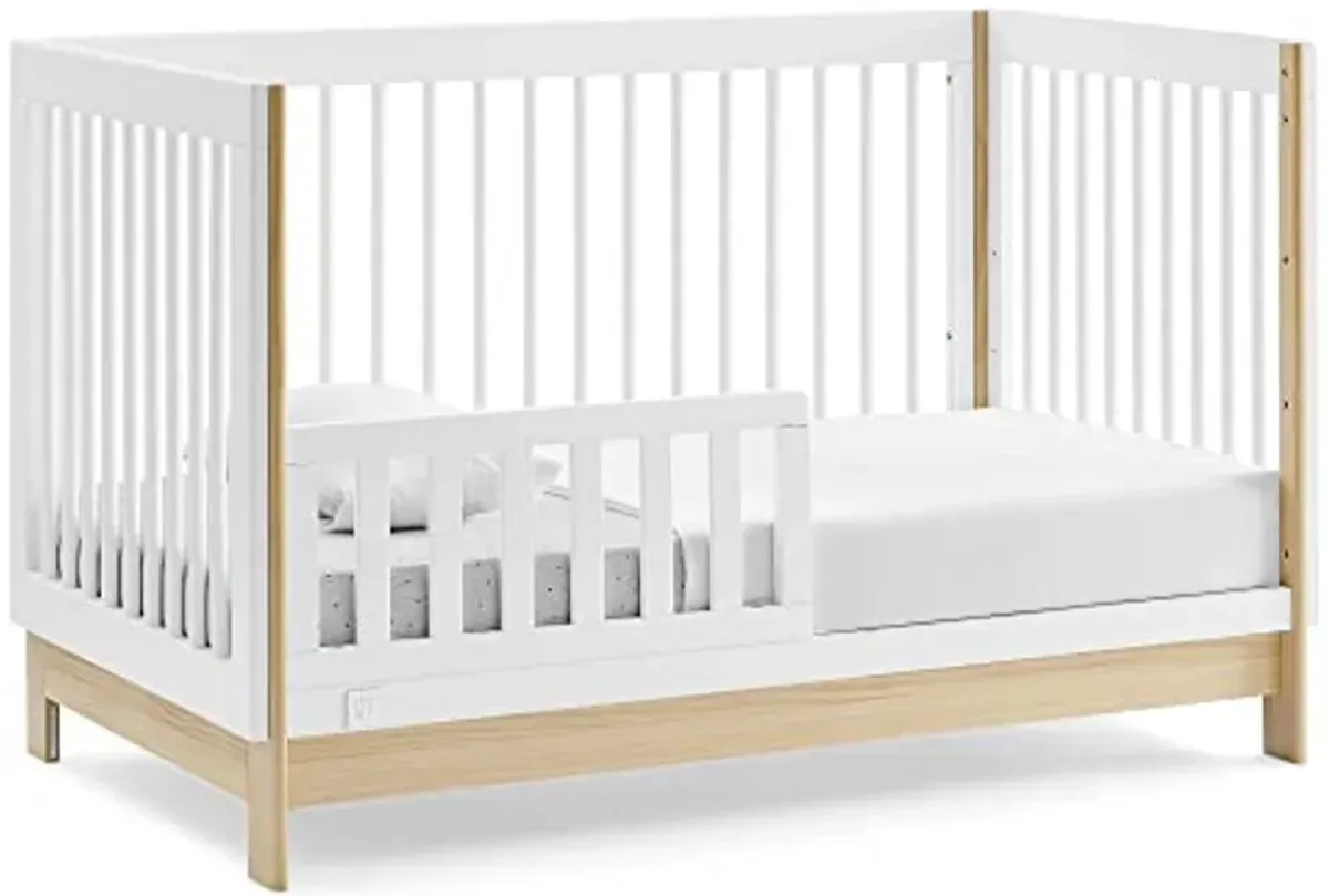 Delta Children babyGap Tate 4-in-1 Convertible Crib + Brannan Bear Bookcase with Bins + Brannan Bear Wall Shelf with 4 Hooks, Bianca White/Natural (Bundle)