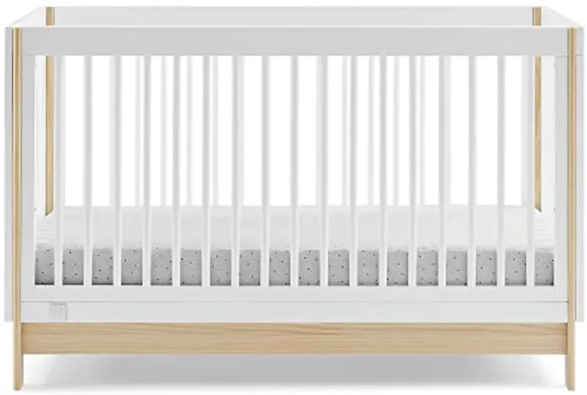 Delta Children babyGap Tate 4-in-1 Convertible Crib + Brannan Bear Bookcase with Bins + Brannan Bear Wall Shelf with 4 Hooks, Bianca White/Natural (Bundle)