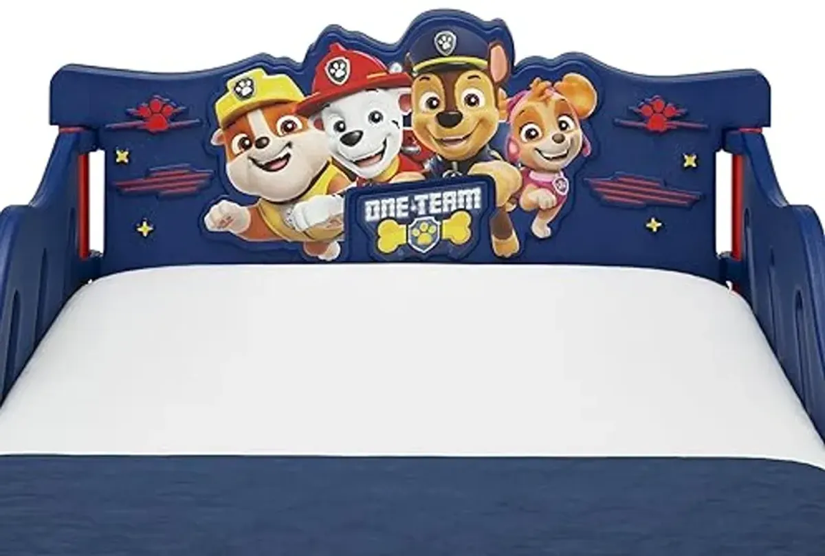 Delta Children - PAW Patrol 3D Toddler Bed, Blue + Simmons Kids Silver Nights Dual Sided 2-Stage Baby Crib Mattress (Bundle)