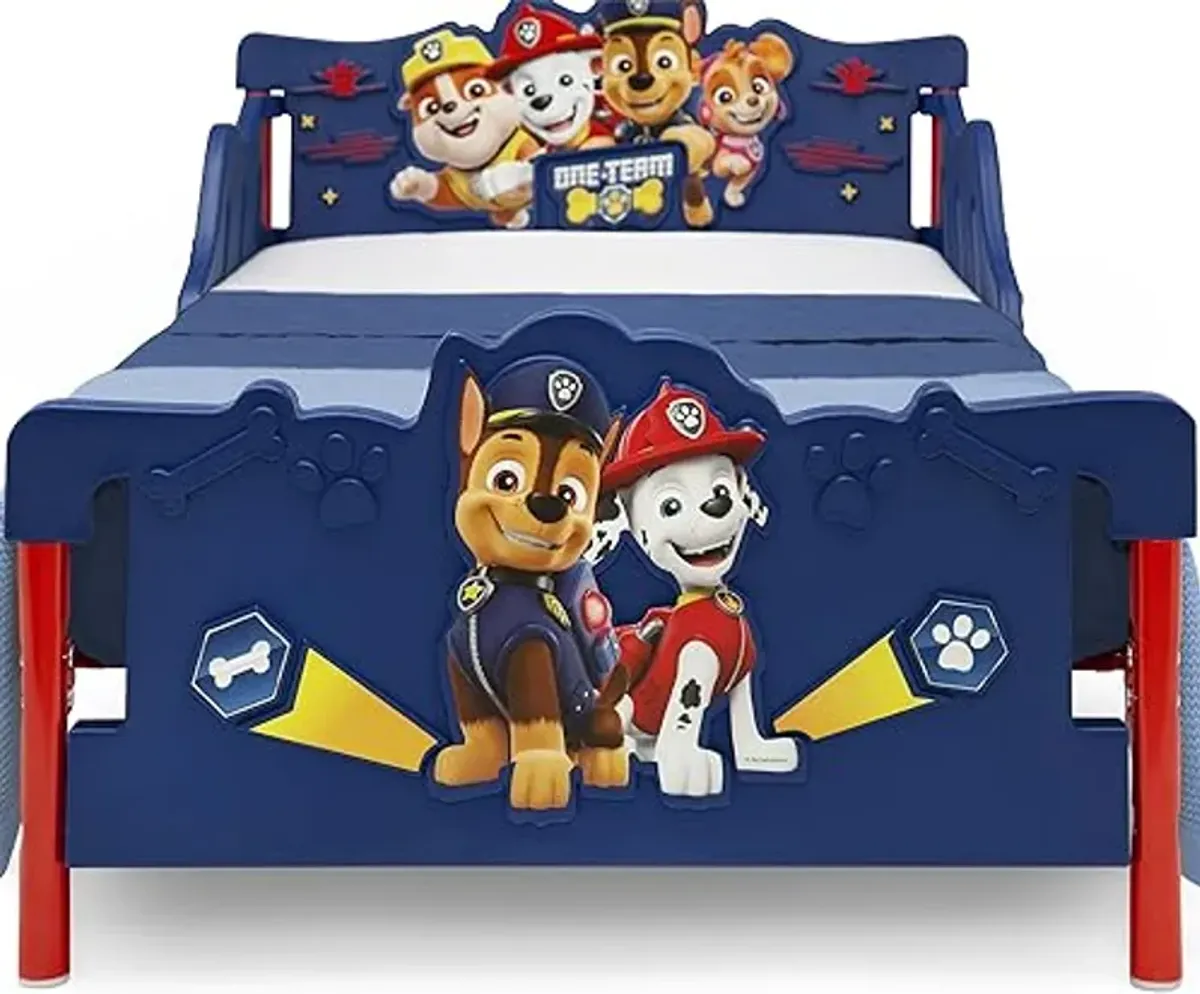 Delta Children - PAW Patrol 3D Toddler Bed, Blue + Simmons Kids Silver Nights Dual Sided 2-Stage Baby Crib Mattress (Bundle)