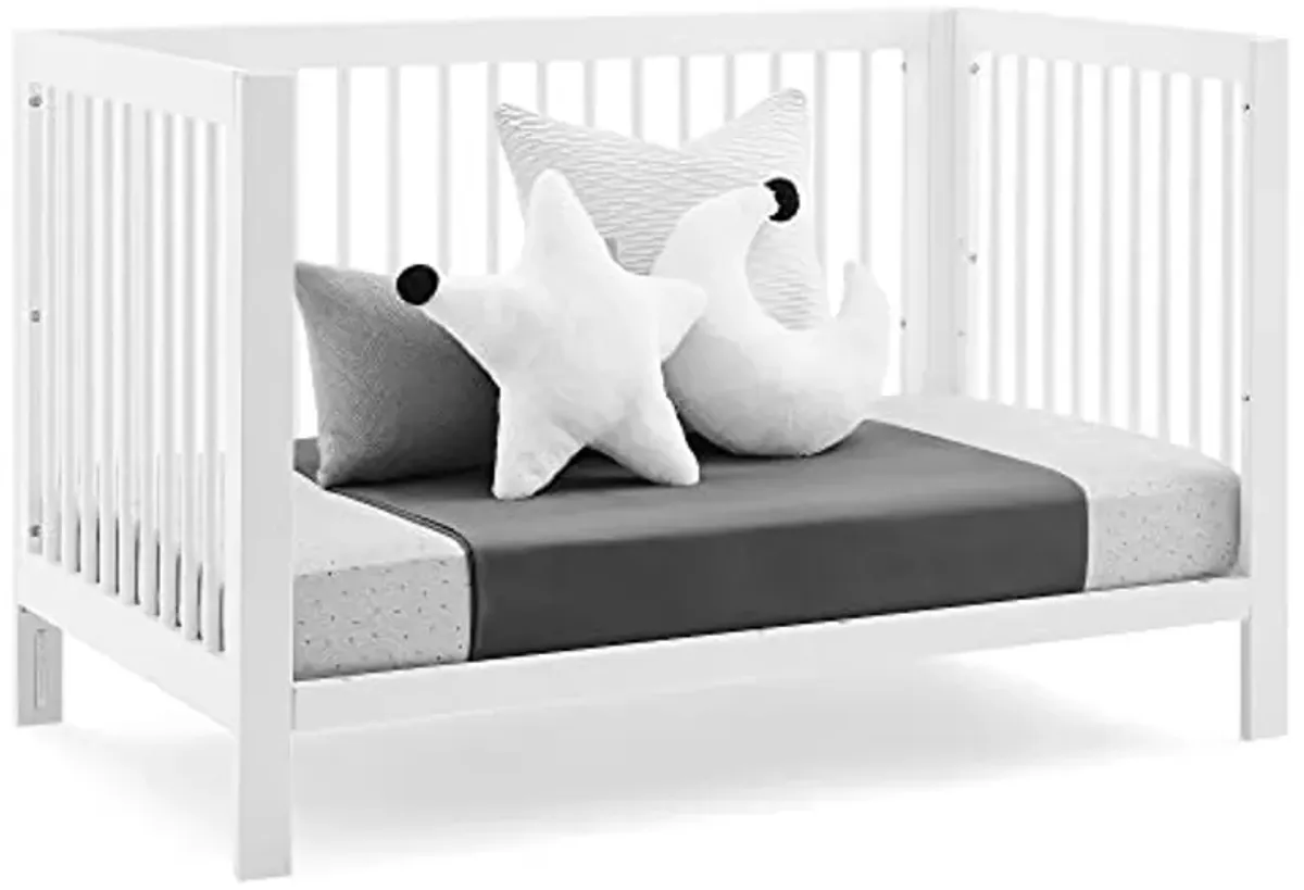 Delta Children babyGap Charlie 6-in-1 Convertible Crib + Brannan Bear Bookcase with Bins + Brannan Bear Wall Shelf with 4 Hooks, Bianca White (Bundle)