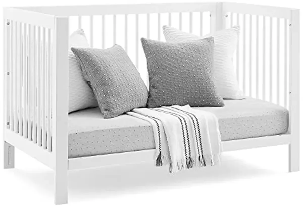 Delta Children babyGap Charlie 6-in-1 Convertible Crib + Brannan Bear Bookcase with Bins + Brannan Bear Wall Shelf with 4 Hooks, Bianca White (Bundle)