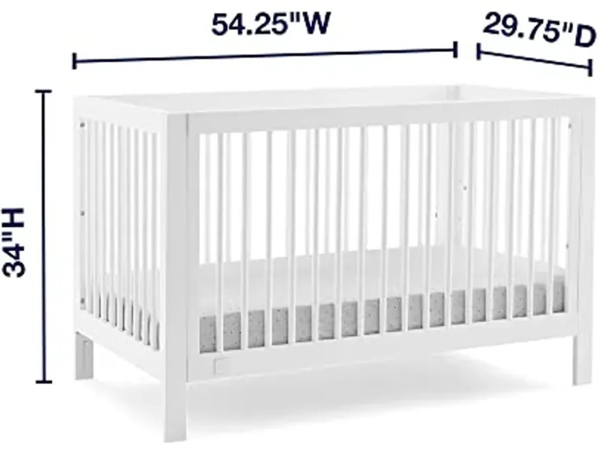 Delta Children babyGap Charlie 6-in-1 Convertible Crib + Brannan Bear Bookcase with Bins + Brannan Bear Wall Shelf with 4 Hooks, Bianca White (Bundle)