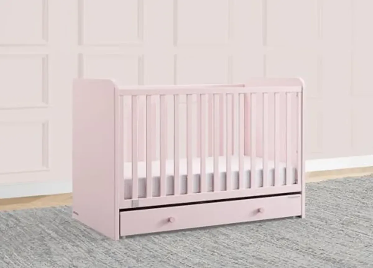 Delta Children babyGap Graham 4-in-1 Convertible Crib with Storage Drawer + Brannan Bear Bookcase with Bins + Brannan Bear Wall Shelf with 4 Hooks, Blush Pink/Dark Pink (Bundle)