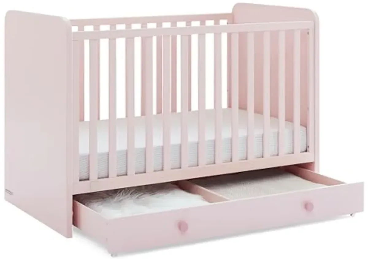 Delta Children babyGap Graham 4-in-1 Convertible Crib with Storage Drawer + Brannan Bear Bookcase with Bins + Brannan Bear Wall Shelf with 4 Hooks, Blush Pink/Dark Pink (Bundle)