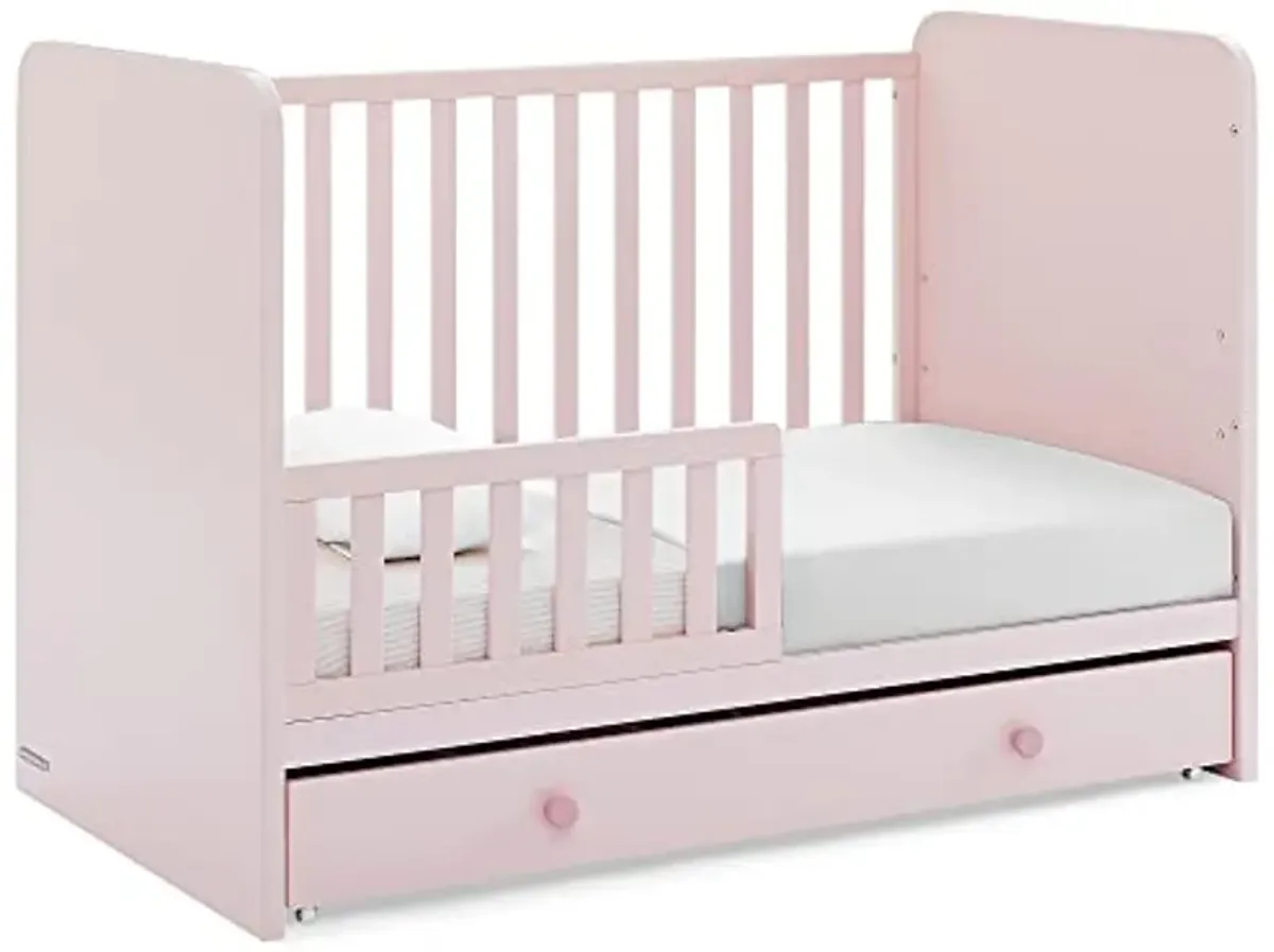 Delta Children babyGap Graham 4-in-1 Convertible Crib with Storage Drawer + Brannan Bear Bookcase with Bins + Brannan Bear Wall Shelf with 4 Hooks, Blush Pink/Dark Pink (Bundle)