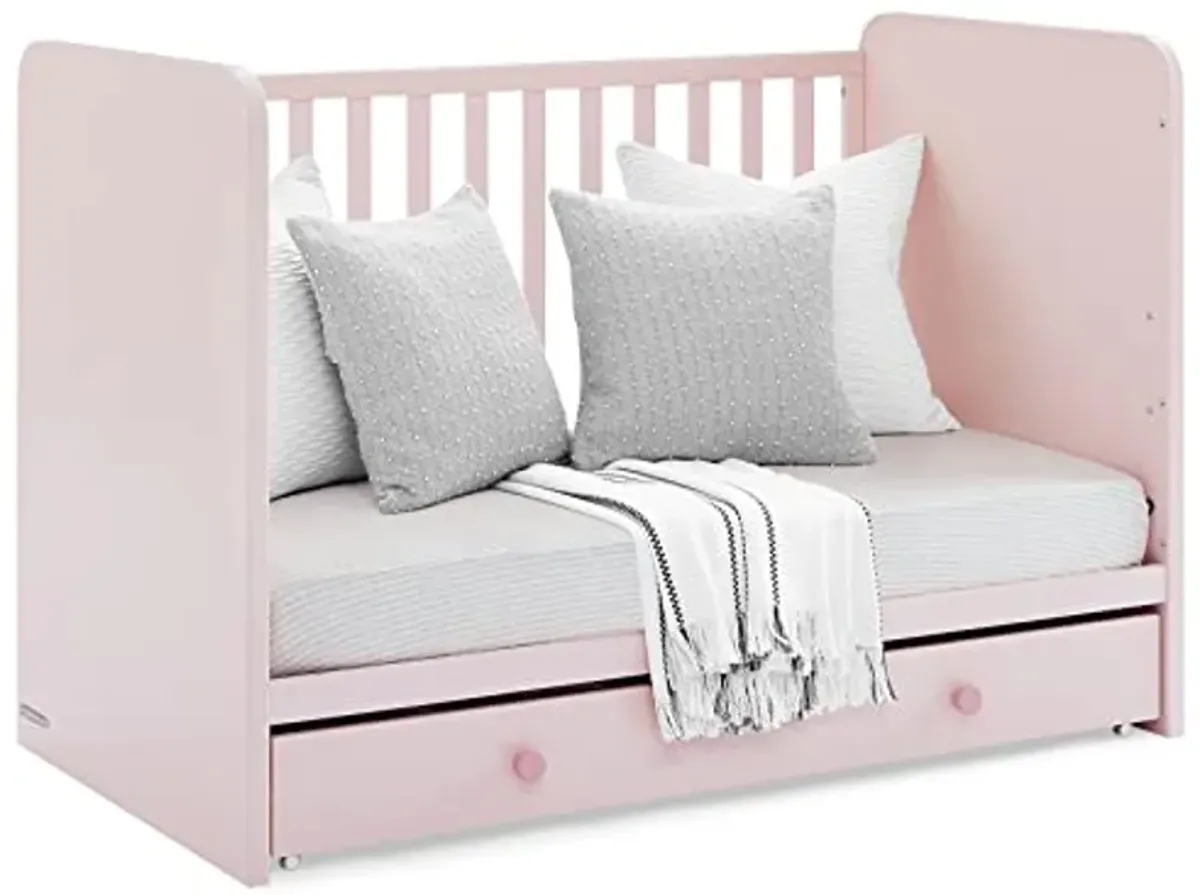 Delta Children babyGap Graham 4-in-1 Convertible Crib with Storage Drawer + Brannan Bear Bookcase with Bins + Brannan Bear Wall Shelf with 4 Hooks, Blush Pink/Dark Pink (Bundle)