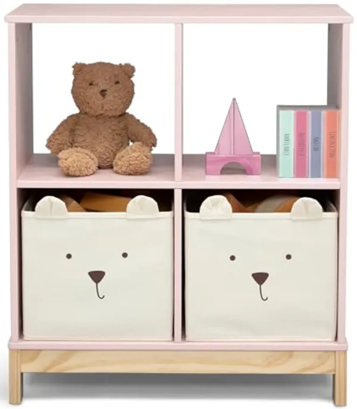 Delta Children babyGap Graham 4-in-1 Convertible Crib with Storage Drawer + Brannan Bear Bookcase with Bins + Brannan Bear Wall Shelf with 4 Hooks, Blush Pink/Dark Pink (Bundle)