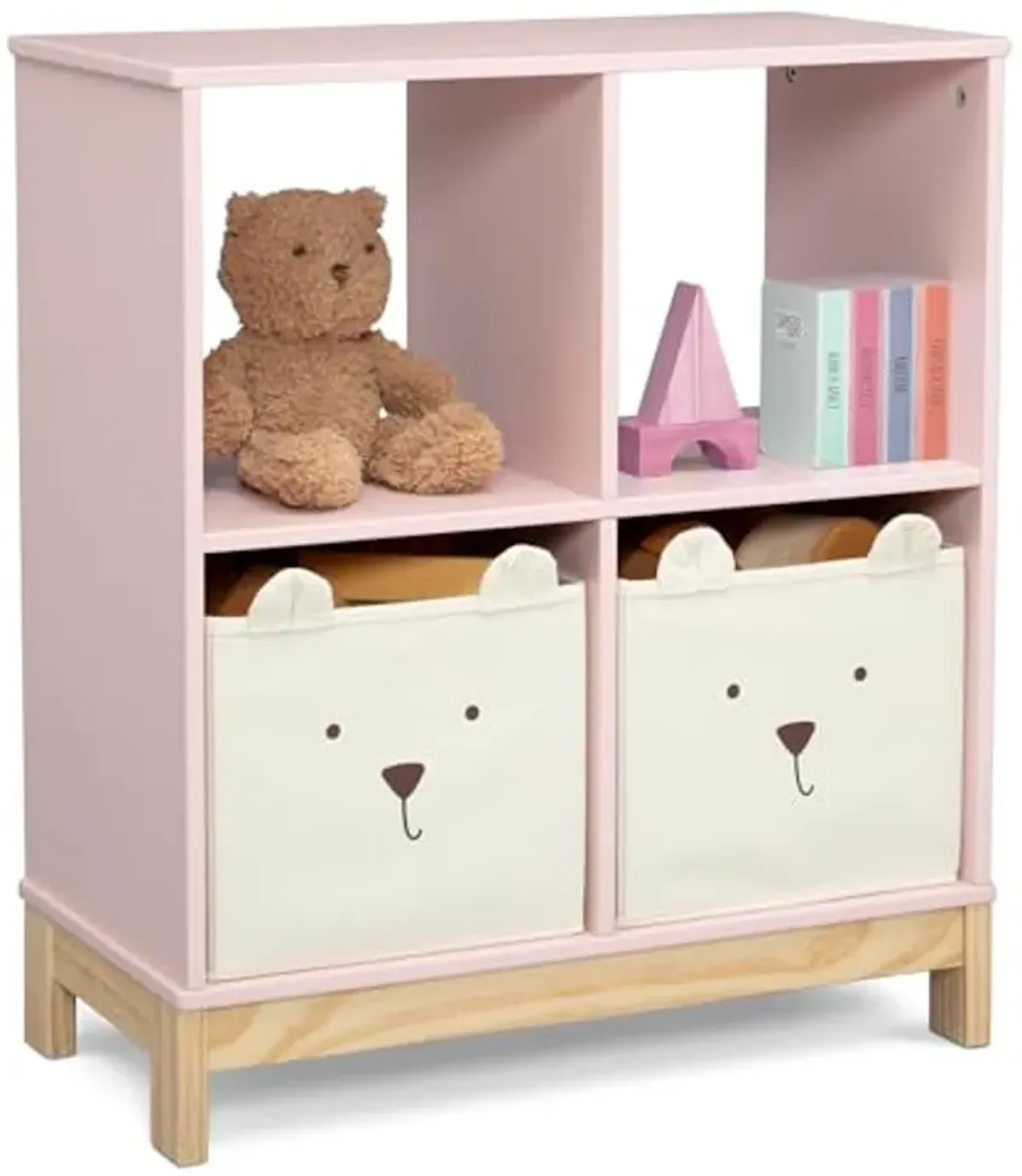 Delta Children babyGap Graham 4-in-1 Convertible Crib with Storage Drawer + Brannan Bear Bookcase with Bins + Brannan Bear Wall Shelf with 4 Hooks, Blush Pink/Dark Pink (Bundle)