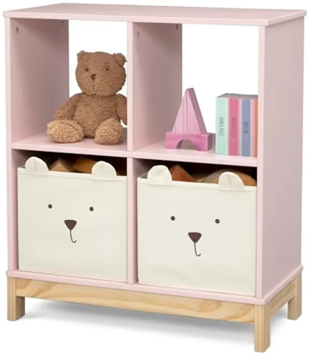 Delta Children babyGap Graham 4-in-1 Convertible Crib with Storage Drawer + Brannan Bear Bookcase with Bins + Brannan Bear Wall Shelf with 4 Hooks, Blush Pink/Dark Pink (Bundle)