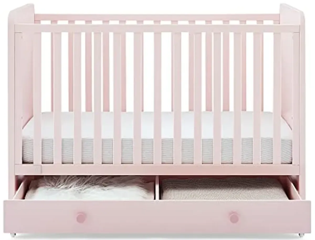 Delta Children babyGap Graham 4-in-1 Convertible Crib with Storage Drawer + Brannan Bear Bookcase with Bins + Brannan Bear Wall Shelf with 4 Hooks, Blush Pink/Dark Pink (Bundle)