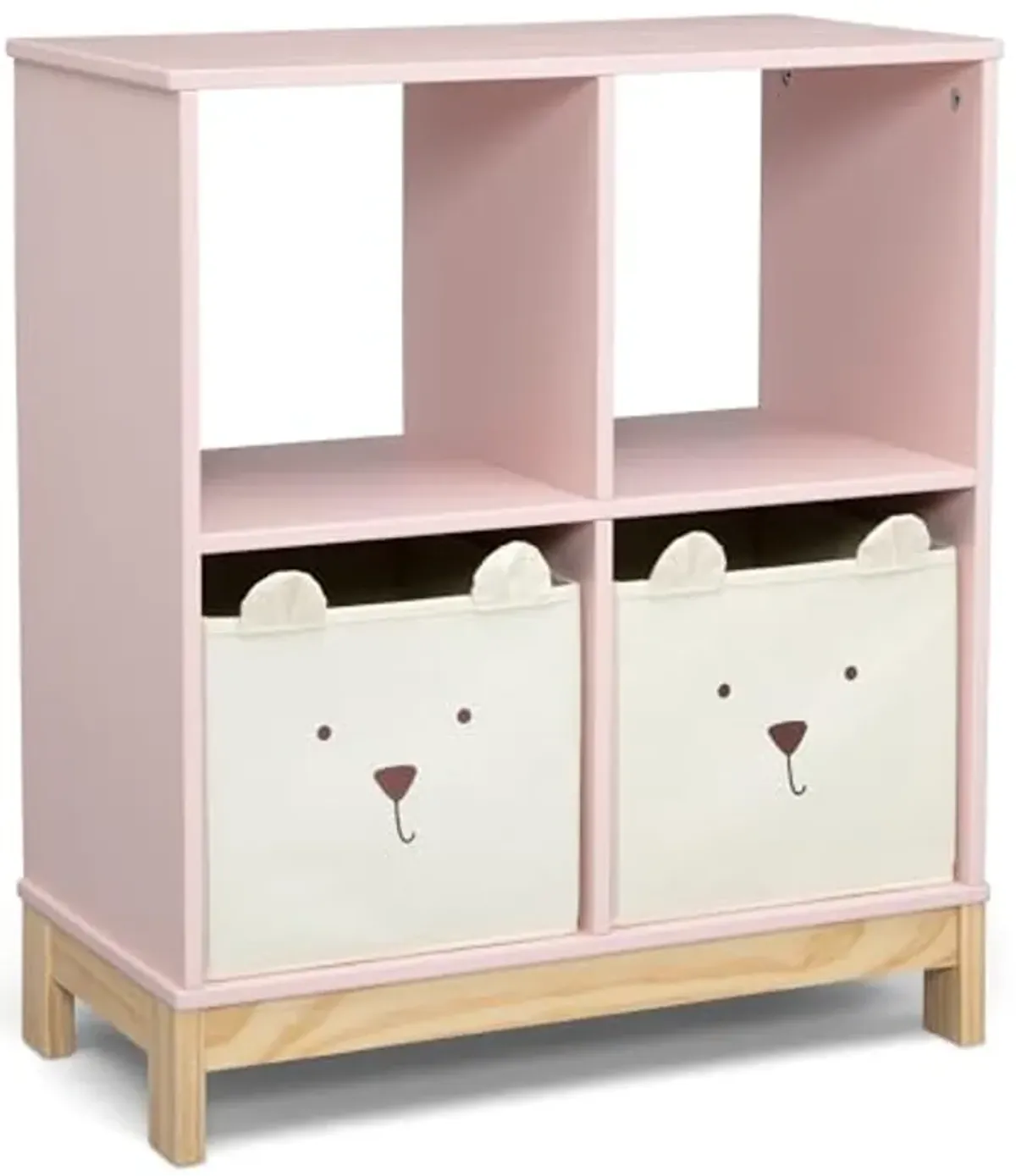 Delta Children babyGap Graham 4-in-1 Convertible Crib with Storage Drawer + Brannan Bear Bookcase with Bins + Brannan Bear Wall Shelf with 4 Hooks, Blush Pink/Dark Pink (Bundle)