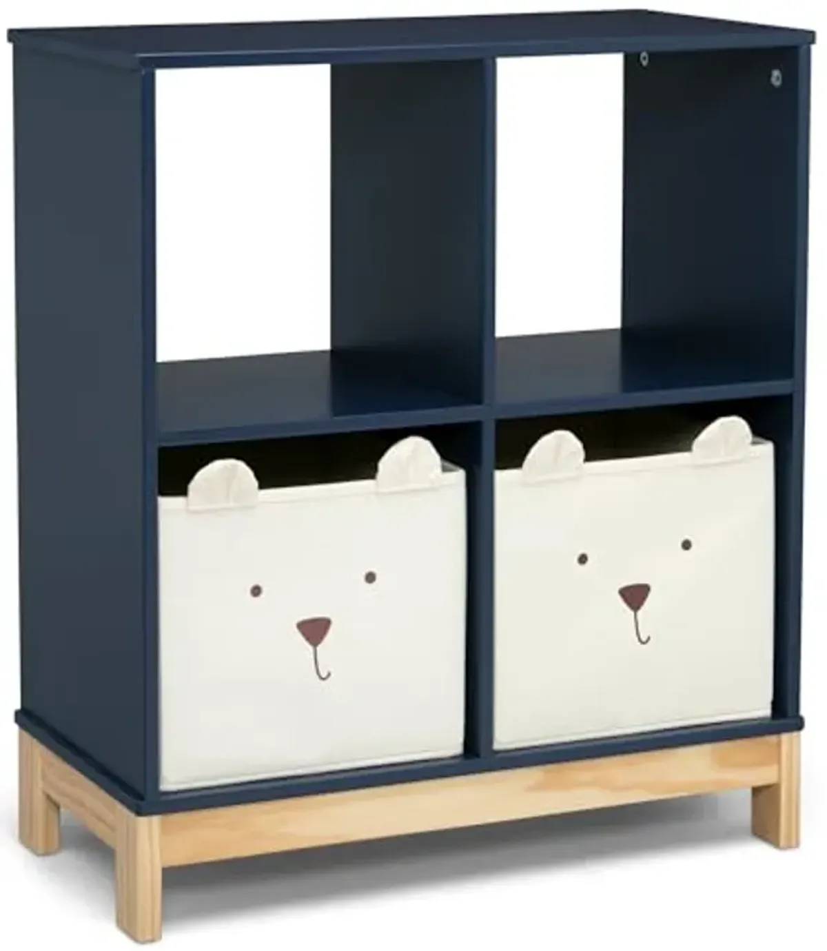 Delta Children babyGap Oxford 6-in-1 Convertible Crib + Brannan Bear Bookcase with Bins + Brannan Bear Wall Shelf with 4 Hooks, Navy/Natural (Bundle)