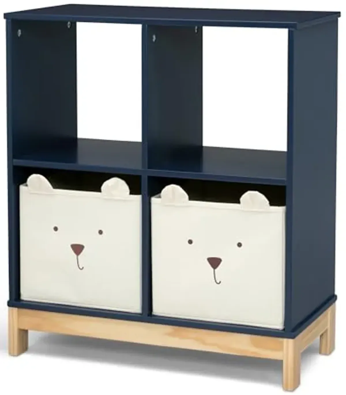 Delta Children babyGap Oxford 6-in-1 Convertible Crib + Brannan Bear Bookcase with Bins + Brannan Bear Wall Shelf with 4 Hooks, Navy/Natural (Bundle)