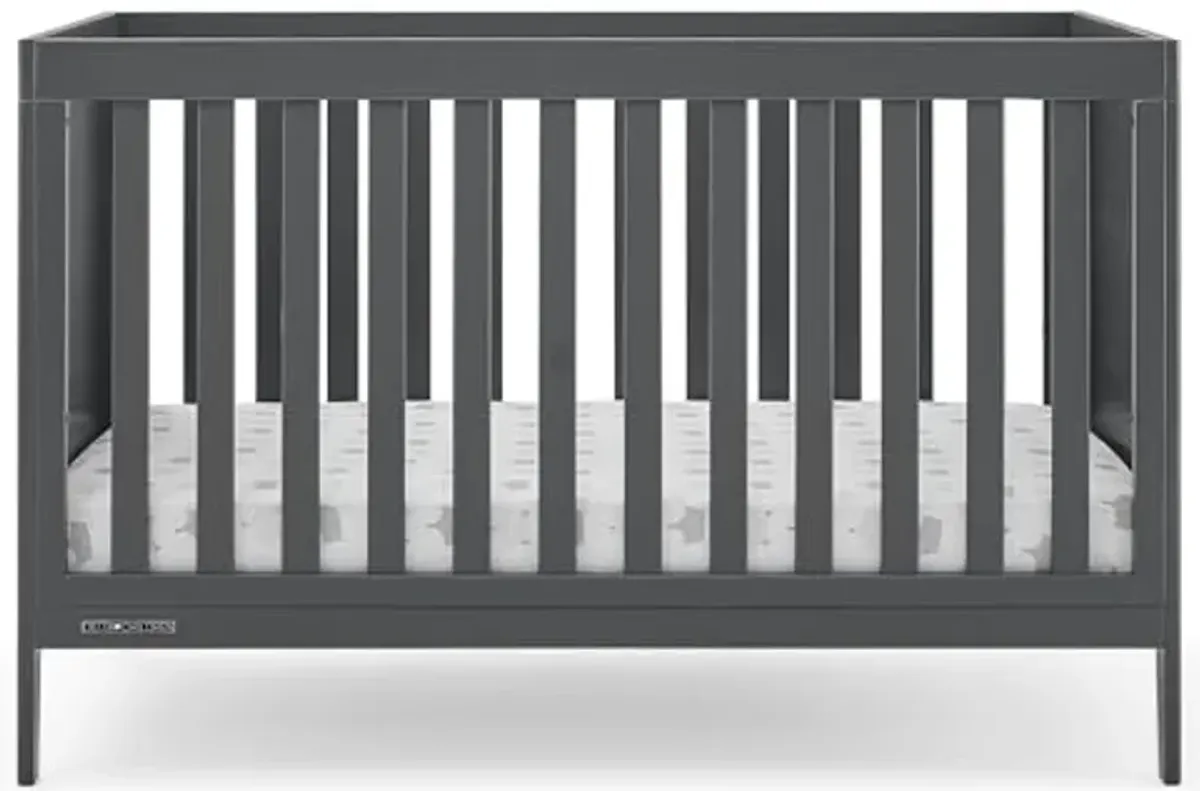 Delta Children Hayes 4-in-1 Convertible Crib, Charcoal Grey + Simmons Kids Silver Nights Dual Sided 2-Stage Baby Crib Mattress (Bundle)