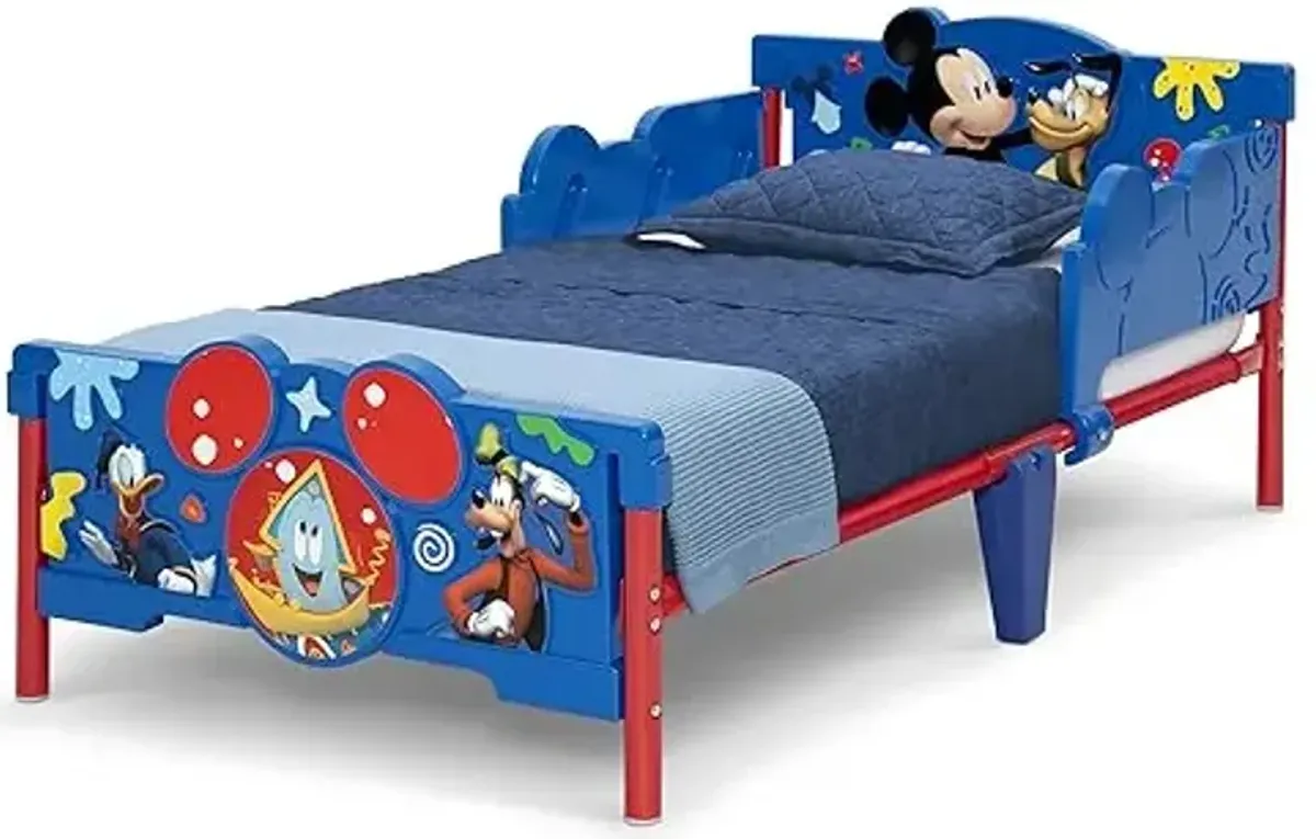 Delta Children - Mickey Mouse 3D Toddler Bed, Blue + Simmons Kids Silver Nights Dual Sided 2-Stage Baby Crib Mattress (Bundle)