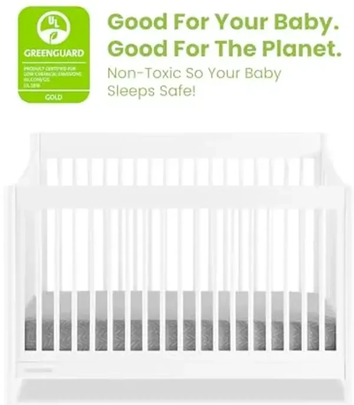 Delta Children Brooks 6-in-1 Convertible Crib, Bianca White + Simmons Kids Quiet Nights Breathable Crib Mattress with Removable/Machine Washable Cover (Bundle)