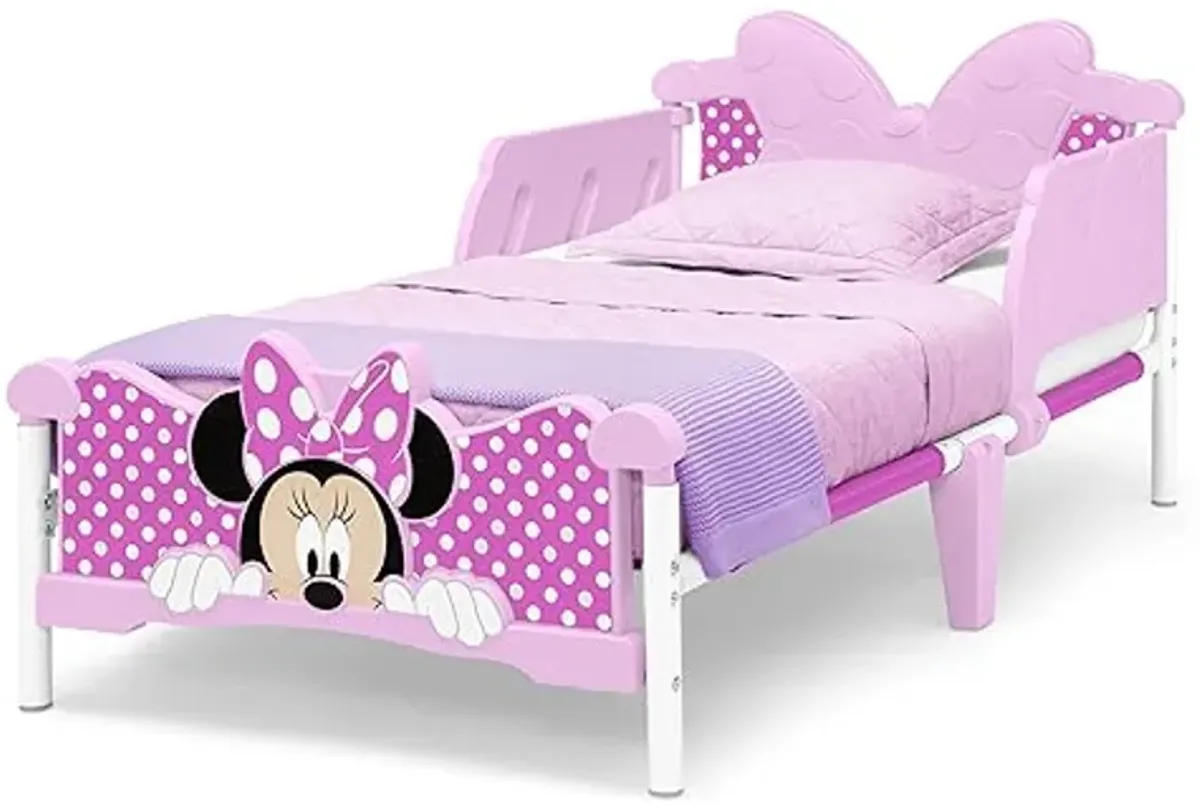 Delta Children - Minnie Mouse 3D Toddler Bed, Pink + Simmons Kids Silver Nights Dual Sided 2-Stage Baby Crib Mattress (Bundle)