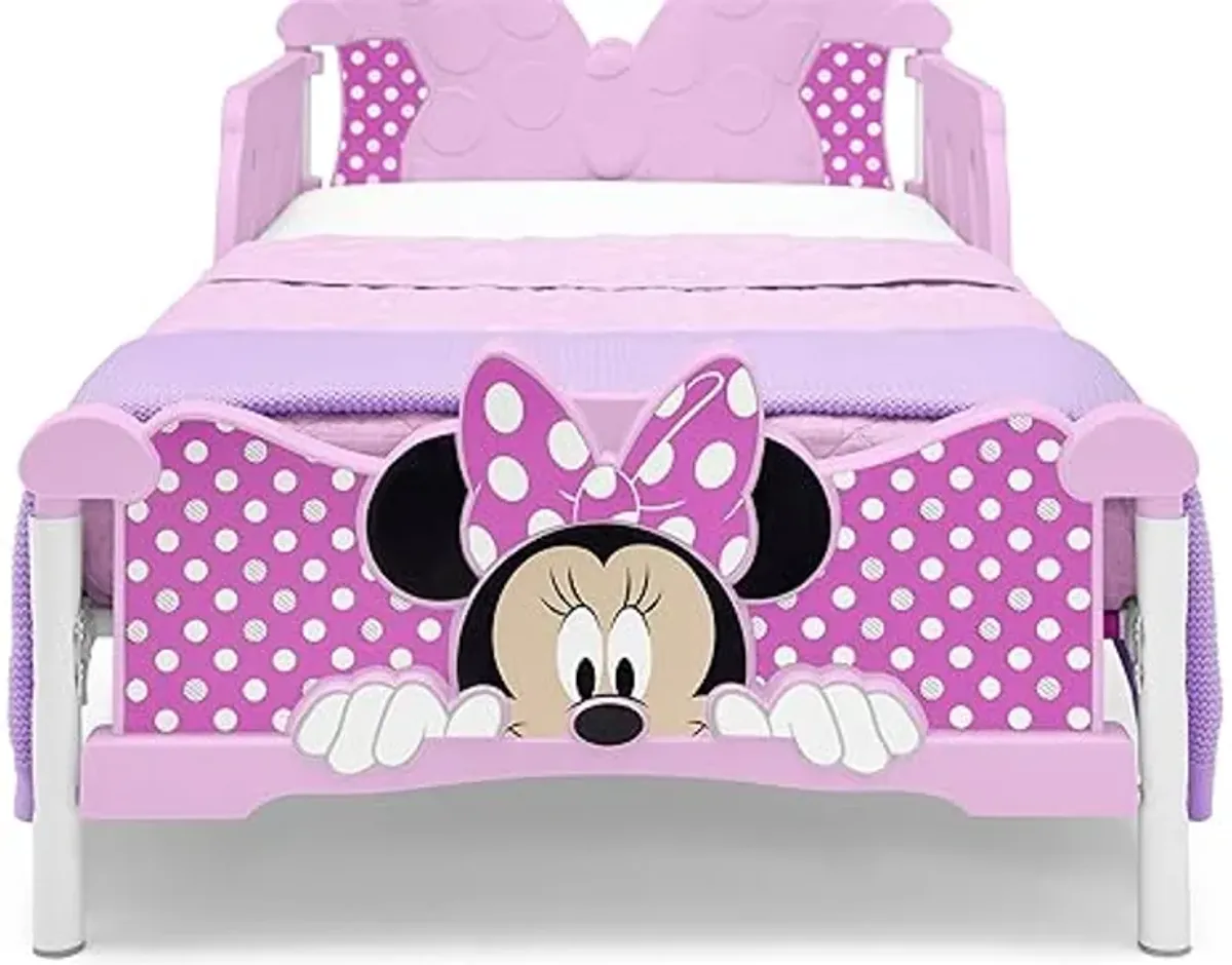 Delta Children - Minnie Mouse 3D Toddler Bed, Pink + Simmons Kids Silver Nights Dual Sided 2-Stage Baby Crib Mattress (Bundle)