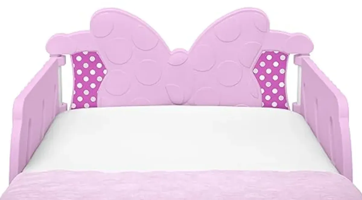 Delta Children - Minnie Mouse 3D Toddler Bed, Pink + Simmons Kids Silver Nights Dual Sided 2-Stage Baby Crib Mattress (Bundle)