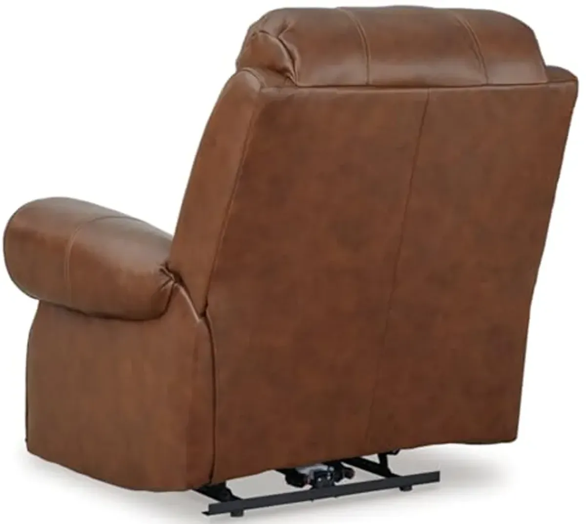 Signature Design by Ashley Freyeburg Classic Leather Match Upholstered Power Recliner with Nailheads and USB Ports, Light Brown