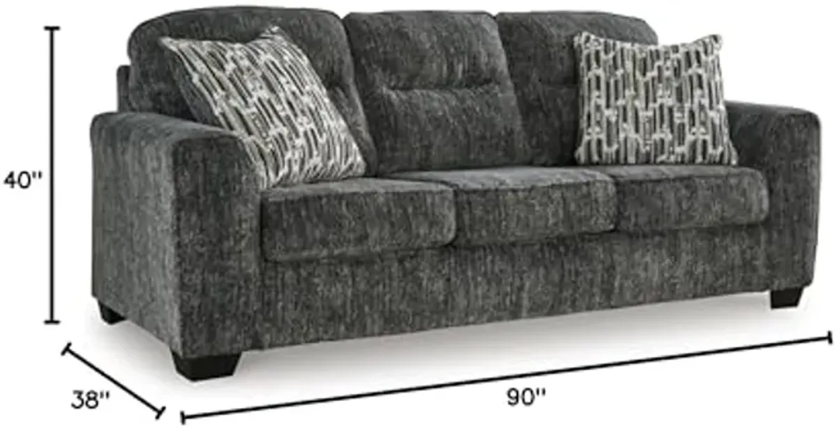 Signature Design by Ashley Lonoke Modern Sofa with 2 Accent Pillows, Gray