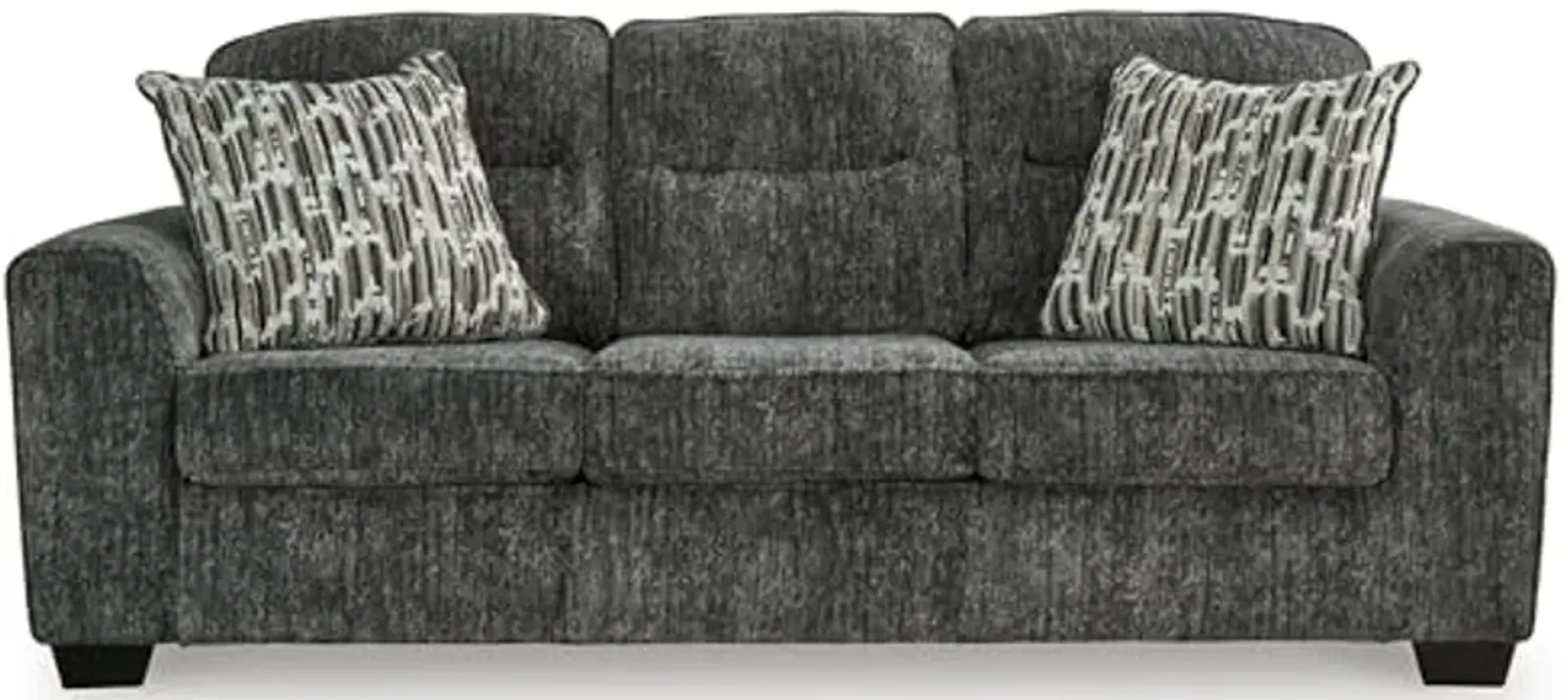 Signature Design by Ashley Lonoke Modern Sofa with 2 Accent Pillows, Gray