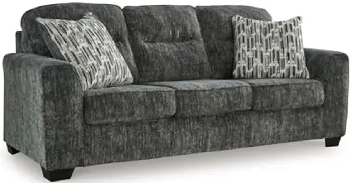 Signature Design by Ashley Lonoke Modern Sofa with 2 Accent Pillows, Gray