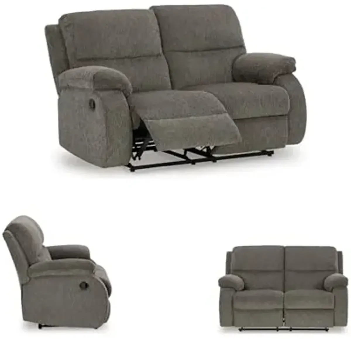 Signature Design by Ashley Scranto Contemporary Manual Reclining Loveseat, Gray