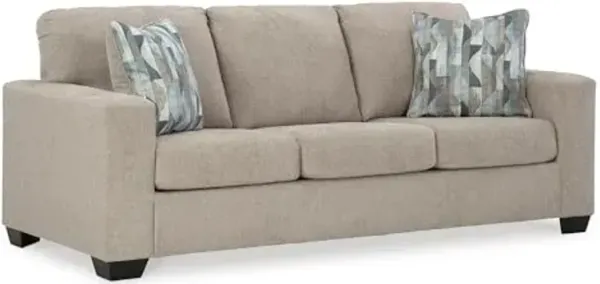 Signature Design by Ashley Deltona Contemporary 2-in-1 Sofa Sleeper with Folding Gel Memory Foam Mattress and 2 Accent Pillows, Queen, Beige