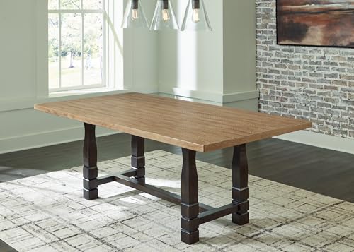 Signature Design by Ashley Charterton Casual Dining Table with Trestle Base, Light Brown & Dark Brown